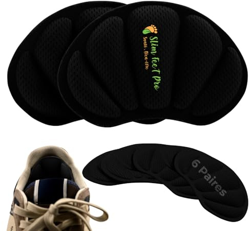 Cuscinetti Tallone Tipo Conchiglia Nero – 6 Paia | Schiuma Memory 3D, Antiscivolo & Antisfregamento | Riutilizzabili e Confortevoli per Scarpe Grandi Uomo Donna | Protezione & Stabilità