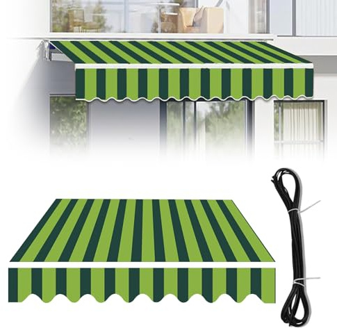 Copertura di ricambio per ombrellone da patio, protezione dai raggi UV, colore verde chiaro, per ristoranti, bar, balconi, cortili, 5 x 2,9 m (verde e verde chiaro)
