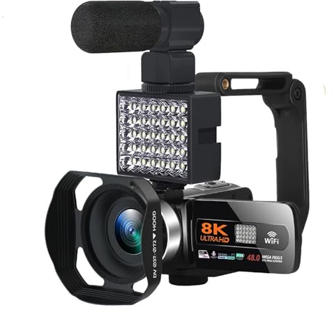 YVAAASIYC HDR 8K Digital Video Camera Night Vision 48MP WIFI Webcam Camcorder For Live Streaming(8K Video Camera)