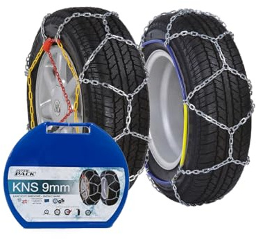 Inter Pack KNS 50 Schneeketten 9mm für Reifen 185/65/13, PKW Standmontage ohne Rangieren, ÖNORM V5117 zertifiziert, kompatibel mit ABS und ESP im praktischen Koffer