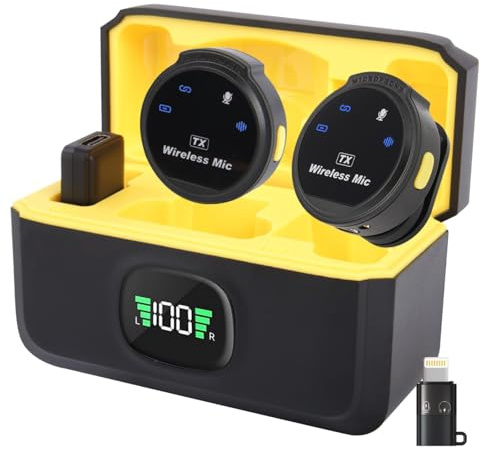 Nefuo Kabelloses Lavalier-Mikrofon für iPhone, iPad, Ansteckmikrofone mit Magnetclip, starke Geräuschunterdrückung, 32 Stunden Akkulaufzeit mit Ladehülle, Mini-Mikrofon für Videoaufnahmen, Vlog