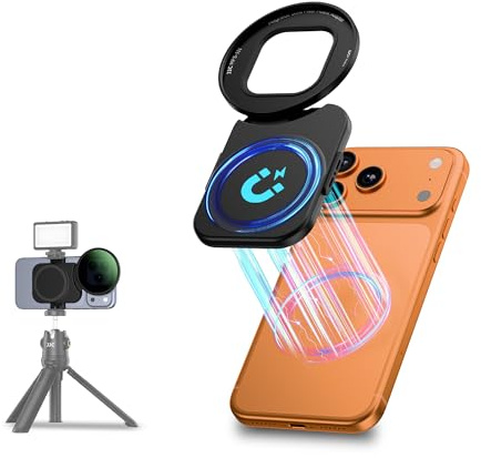 67mm Universal Magnetic Lens Filter Mount Adapter for iPhone Air 17 16 Pro Max Plus, iPhone Lens Filter Attachment with 1/4 Screw & Cold Shoe for Vlogging Live Streaming Video Recording (No Filter)
