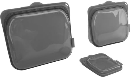 OVAQUIXI Lot de 3 Sacs de Conservation Alimentaires Multi-usages, étanches, Lavables au Lave-Vaisselle, Ondes, Fermeture éclair, Récipients Réutilisables en Silicone pour Herbes, Soupes, Noix,