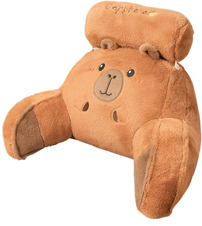 Wcybym Almohada para Lectura,Capybara Design Cojín Soporte Espalda Ergonómico | Almohadón de Sofá con Brazos - para Adultos y Niños - Descanso en Sofá o Suelo, Dormir Sentado, Relajarse y Ver