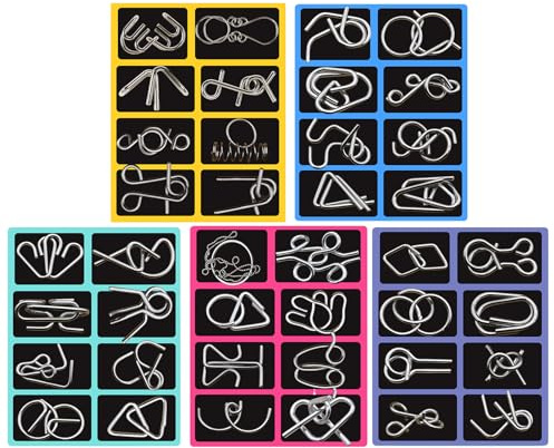 40 Stück Metall Knobelspiele Set, 3D Brainteaser Metall Puzzle Spiele, Metalldraht Logikrätsel Spielzeug, Spiele Geduldspiel Geschicklichkeitsspiel Für Erwachsene Kinder