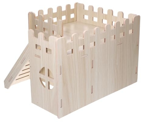 HOMSFOU Maison en Bois à Deux Étages Échelle pour Hamsters et Petits Rongeurs, Abri Confortable pour Hérissons et Cochons d'Inde, pour Cage et Espace de Vie