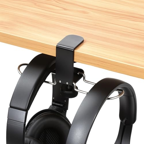 aceyoon Hörlursstativ dubbla krokar headsethållare under skrivbord vikbara hörlursställ krok aluminium och silikon universal hörlurar hängare montering för Xbox headset spel, studiohörlurar