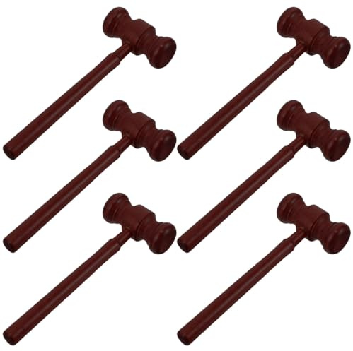 Toddmomy 6 mazos de Juez, mazo de Juez de Madera de Juguete para Fiestas temáticas de juzgados, martillos de subasta, Martillo de Abogado para Cosplay de Halloween, Decoraciones para Fiestas