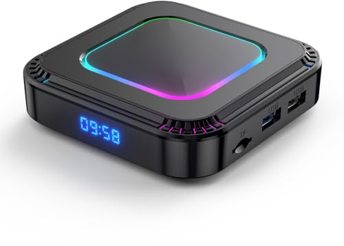 Bewinner TV Box 8K per lo Streaming Home Theater (Spina europea) | Lettore multimediale in streaming con Android 13 2GB RAM 16GB ROM Dual Band WiFi RGB Illuminazione 4K 60Hz HDMI 2.0