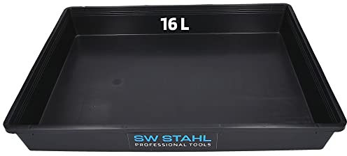 SW-Stahl 07376L Universal Auffangwanne rechteckig/Ölauffangwanne/Grillrost-Reinigung/Katzenklo/Gewächshauswanne / 18L Fassungsvermögen Kunststoff I Ölwanne Kunststoff