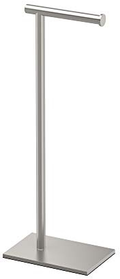 Gatco 1431SN Bathroom Toilet Paper Holder Stand, Freestanding Tissue Roll Holder, Weighted Base, Satin Nickel, 22.25 Inch, Modern Rectangle Base