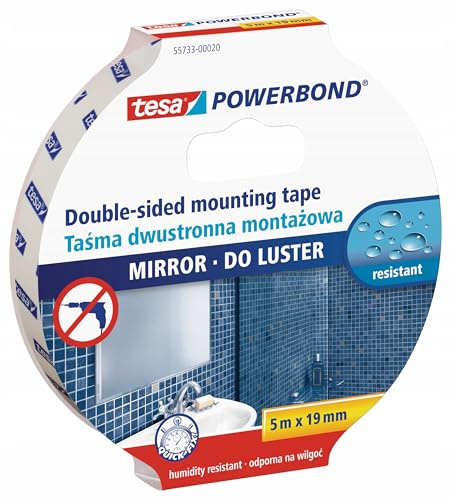tesa 55733-00020 Powerbond Spiegel-Klebeband, doppelseitig,
