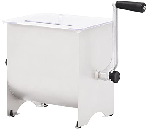 vidaXL Manueller Fleischmischer mit Deckel Menger Gastronomie Fleischmixer Manuell Mischer für Fleischerei Marinator Silbern Edelstahl