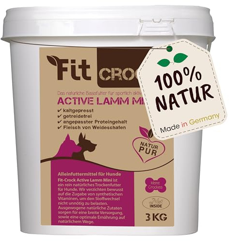 cdVet Fit-Crock Hundefutter trocken Active Lamm Mini 3 kg, getreidefrei