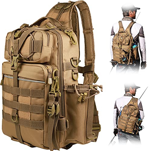 BLISSWILL Fishing Backpack Outdoor Tackle Bag Large Tackle Bag Water-Resistant Fish pack with Rod Holder Shoulder Backpack Fishing Gifts for men
