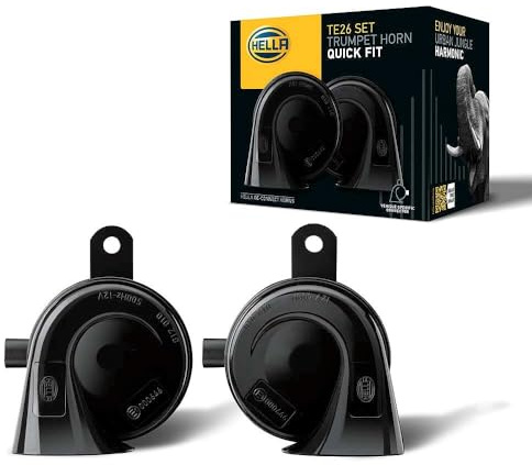 HELLA Trumpet Horn - OE-CONNECT HORN TE26 SET - 12V - 110dB(A) - Frequency range from: 400Hz - Frequency range to: 500Hz - High Tone/Low Tone - Electric - Quantity: 2 - 3FH 012 010-051