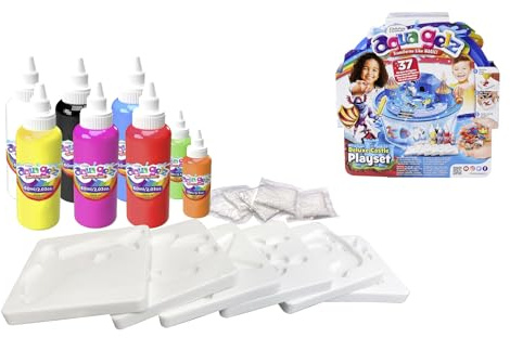 Simba 106322497 - Aqua Gelz Deluxe Ritterburg, Bastelset, Kreativ, 8 Flaschen Farbgel, 6 Formen, 5X Wasserzusatz, Schale mit Burg Aufsatz, Sticker, ab 8 Jahren
