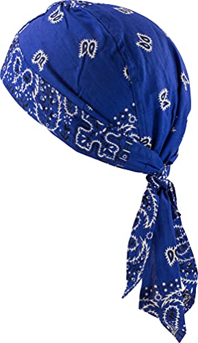 fashionchimp Zandana aus 100% Baumwolle, Bandana-Kopftuch, Bikertuch für Damen und Herren, Muster-Print (Blau-Paisley)