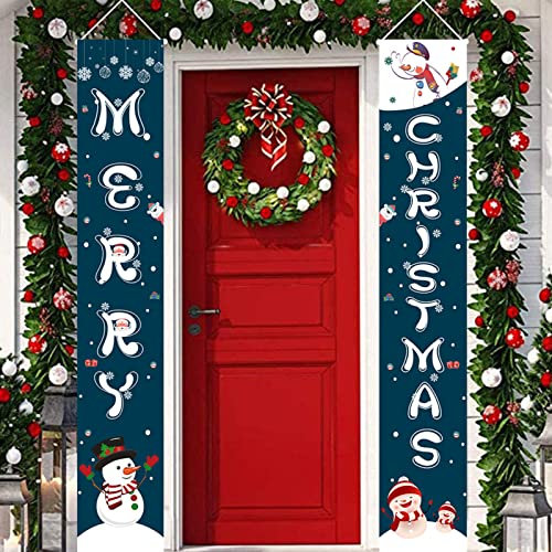 Bseical 2 Stück Weihnachten Banner Weihnachtsdeko Amerikanisch Weihnachtsdeko Aussen Neujahr Outdoor Indoor Girlande Hängen Banner Weihnachten Für Party Zuhause Veranda Fenster Wanddekoration (V)