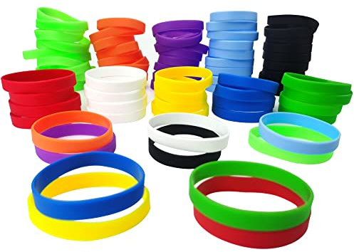 LVNRIDS Braccialetti in silicone 100 pezzi Multicolore, 16 cm Braccialetti Elastici in Gomma per Bambini, Riutilizzabile Braccialetto Colorati per Feste, Compleanno, Scolastica