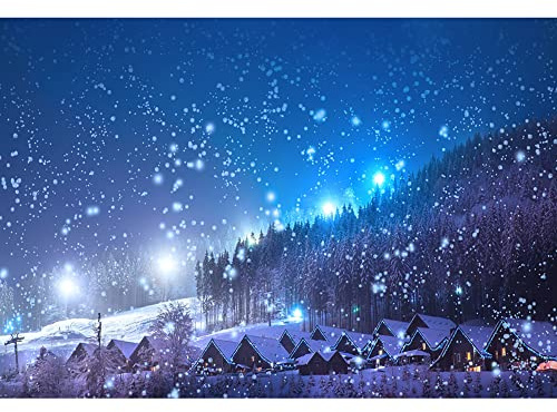 Aoihrraan 3x2,5m Weihnachtsdorf Hintergrund Schneit Wald Winter Nachtansicht Märchenstadt Fotografie Hintergrund Silvester Weihnachten Familienfeier Kinder Erwachsene Porträt Fotostudio Requisiten