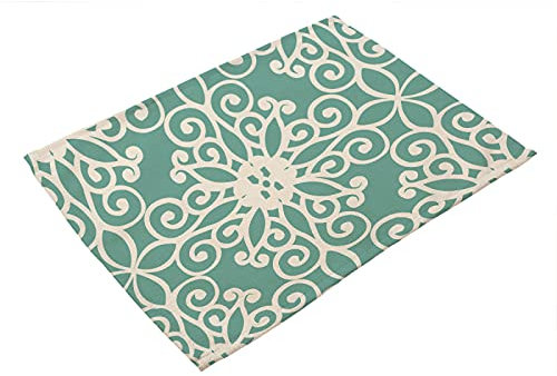 Salvamanteles Individuales Estilo Nórdico Verde Azulado Juego de 8 Manteles Individuales bajoplatos Aislante Calor Lino Antimanchas Antideslizantes decoración Mesa Comedor Cocina 45X30cm