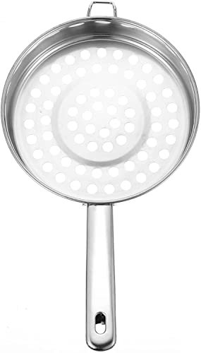 Filtro de malla Filador Skimmer Spoon Rangando una cuchara for servir, colador de acero inoxidable con manejo largo de cocción de agujero grande Canasta de vapor de vapor for drenar pastas de comida l