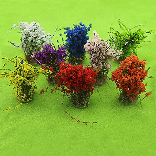 Cayway 8 Stück DIY Miniatur Blume Cluster Static Grass Tuft Flower Cluster und Pinzette für statische Grasbüschel für Modelleisenbahn Landschaft DIY Miniatur