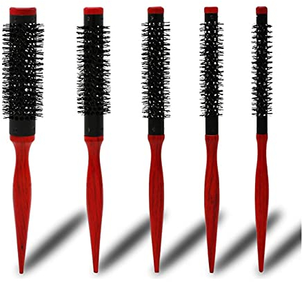 TOMYEUS Friseurkamm 5 stücke Borsten lockige haarbürste holzgriff Pinsel rot runde haarkamm Salon firekleidet Styling kamm Kamm Frauen