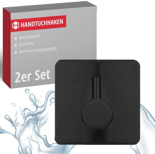 Gedotec Handtuchhalter ohne Bohren Edelstahl I 2er Set Handtuchhaken selbstklebend I Handtuchhalter Bad & Küche I Handtuchhaken ohne Bohren zum Kleben I Klebehaken Badezimmer als Handtuch Halterung