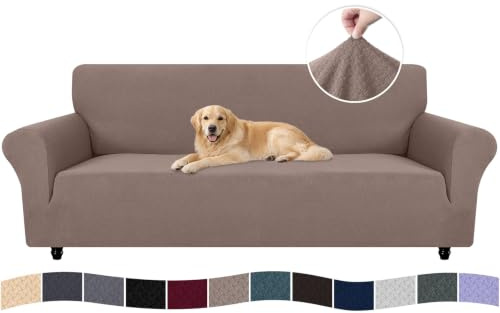 Ystyle Funda Sofa 4 Plazas, Fundas de Sofa Ajustables con Reposabrazos, Gruesa Funda Sofá Anti Gatos Perros y Mascotas, Moderna Cubre Sofa Antimanchas Lavable, Sand