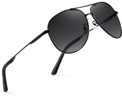 wearPro Sonnenbrille-Herren-Damen-Polarisiert Premium Metallrahmen Sonnenbrillen Unisex mit UV400 Schutz Vintage Schwarz Fahrerbrille (3-Schwarzer Rahmen/Schwarzer Farbverlauf)