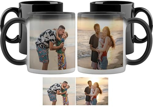 Giftme Personalised with Two Photos/Multi Photo Printed Collage Mug, 11oz Ceramic Magic Mug, (2 Photo)