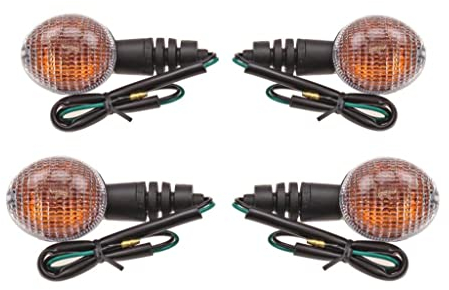 Streetparts24 Blinker Set Oval Klar 12V E-geprüft passend für Enduro, Motorrad, Roller – 4 Stück mit BA15S Glühbirnen