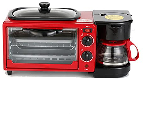 DieffematicMBJ Bread Maker Electric Oven Kitchen 3 In 1 Breakfast Making Machine Multifunction Drip Coffee Maker Household Bread Pizza Frying Pan Toaster (Color : Red)