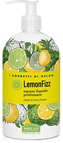 Helan, I Sorbetti LemonFizz - Sapone Liquido Mani Profumato con Estratti di Lime e Zenzero, Sapone Mani con Ingredienti Naturali per Lavaggi Frequenti - Detergente Liquido Agrumato Delicato, 500 ml