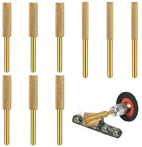 Diamant Affuteur Affuteuse de Chaine Tronçonneuse,Lime à Pierre pour Scie à Chaîne,Gabarit Affutage Chaine,avec 3 Tailles Différentes 4 mm, 4,8 mm, 5,5 mm pour Affûter et Poncer,9 Piezas