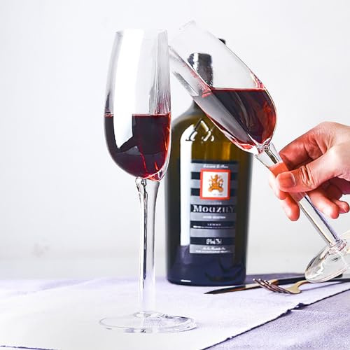 Duqulle 2 Pièces Demi Verre À Vin,Verre À Vin Rouge Transparent,Moitié De Verres À Vin Blanc,Verre À Vin Drôle De Nouveauté Coupé en Deux,Verre À Long Pied Verre À Vin en,140 l