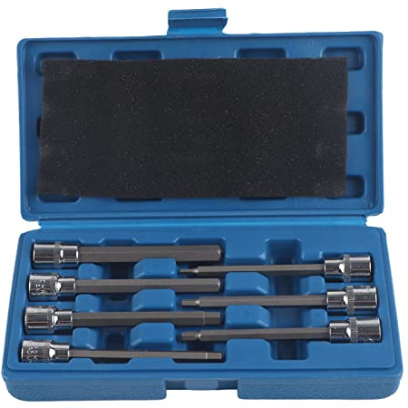 7-Piece Chrome Vanadium Steel Long Hex Socket Set, 3-10mm Hex Bit Kit, Repair Tools for All Work