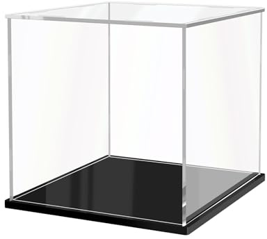 JUJOMAT Vitrine transparente en acrylique - Boîte acrylique pour exposition - Vitrine étanche à la poussière pour figurines d'action et pièces de collection - 25*25*25cm