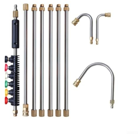 Lance de nettoyage de gouttière, outil de nettoyage de gouttière haute pression 4000 psi, buse de rechange avec 5 embouts de buse