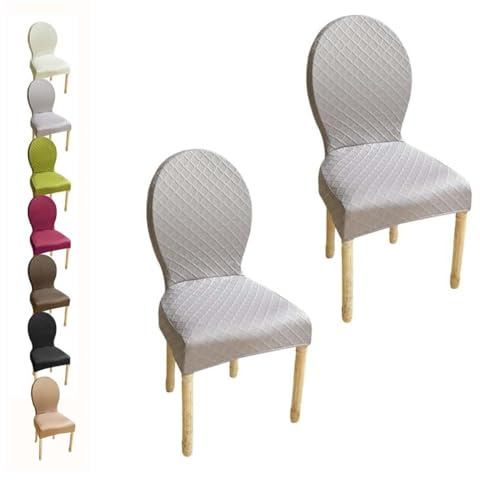 HHONGWYT Stretch Stuhlhussen 4er/6er Set Oben Rund Lehne Stuhlbezug L Lehne Hoch60cm/S Lehne Hoch51CM Stuhlüberzug Stuhlschonbezug Nicht Universell Runder Rückenlehne Stuhlbezüge,E 2pcs,1Small