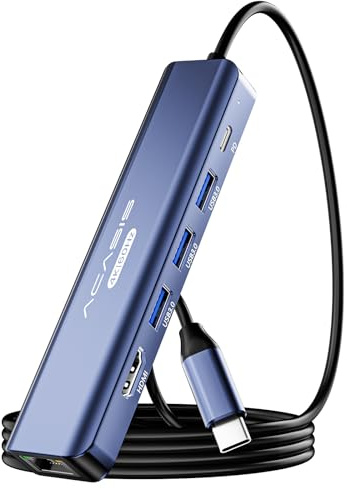 ACASIS USB C Hub 7 in 1 USB C Adapter 4K 60Hz HDMI, Gigabit Ethernet, PD 100W, 3*USB A Ports, USB C Docking Station kompatibel mit iPhone 15, MacBook, iPad Pro, Surface, Galaxy S24 usw (7 In 1)