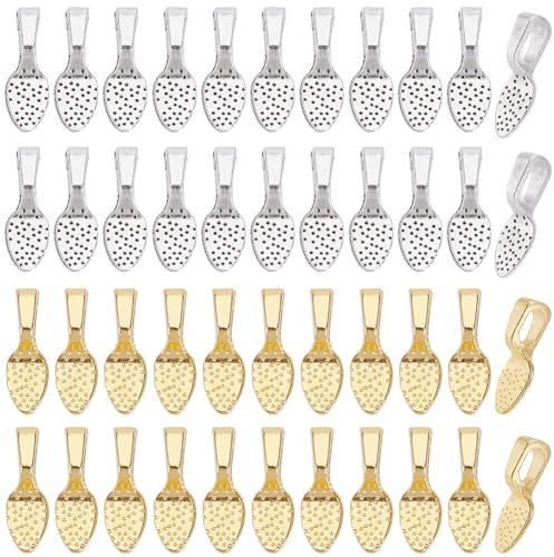 SOFPLATE 1 Box 200 Stück Goldfarbene Bügel Zum Aufkleben Silberne Flache Bügelauflage Großpackung Legierung Antike Tibetische Löffelform Cabochon Charms Verbindungsstück Aufhänger Schmuckzubehör Für D