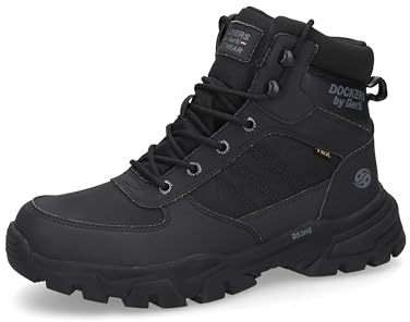 Dockers by Gerli Herren Klassische Stiefeletten, Männer Stiefeletten,Wechselfußbett,wasserabweisend,flach,Boots,Stiefel,allblack,46 EU