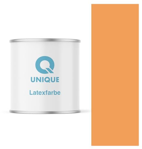 Q UNIQUE Latexfarbe 2L (ca.14m2) Orange Innenfarbe Wandfarbe Deckenfarbe Klasse 3 Mattfarbe Scheuerfest Hohe Deckkraft