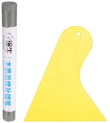 sourcing map Bastoncini di riempimento per legno, per riparazione graffi e mobili, con raschietto giallo, per fori in legno, pavimenti, tavoli, porte, armadi, grigio scuro
