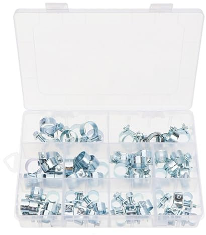YUXITA 65Pcs Hose Clamps Set Adjustable 7-18mm Galvanised Pipe Clamps Hose Clamps Hose Clamps Assortment Clamps for Fuels Injec