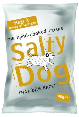 Ham & Mustard Salty Dog Handcooked Crisps 24 x 40g, Vegetarian, Gluten free
