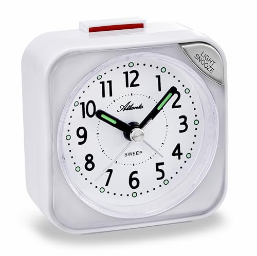 Atlanta Quarzwecker ohne Ticken Reisewecker Licht Snooze Crescendo - 2119/0 Weiß